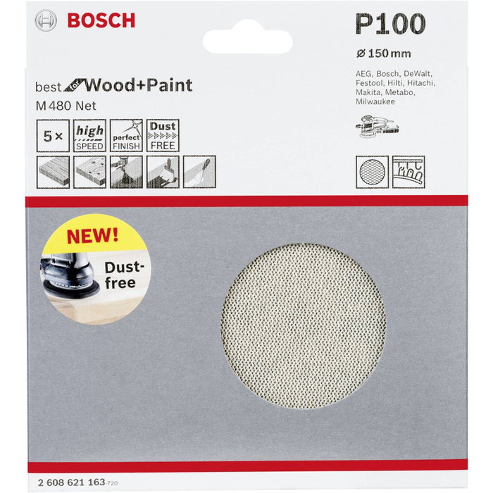 Bosch Hoja de lija M480 150mm K100, pack de 5 Bosch Hoja de lija M480 150mm K100, pack de 5