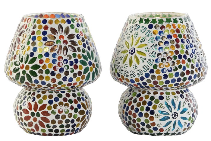 DKD Home Decor Lámpara de sobremesa de cristal con mosaico multicolor DKD Home Decor Lámpara de sobremesa de cristal con mosaico multicolor