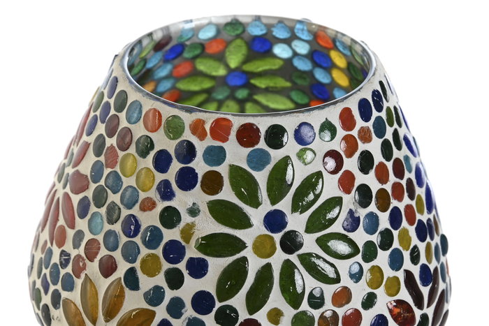 DKD Home Decor Lámpara de sobremesa de cristal con mosaico multicolor