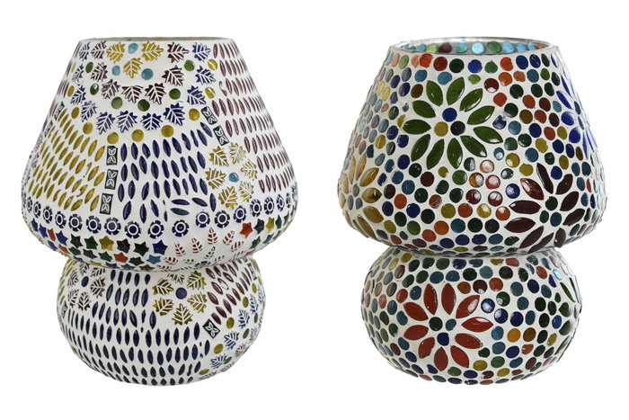 DKD Home Decor Lámpara de sobremesa de cristal con mosaico multicolor DKD Home Decor Lámpara de sobremesa de cristal con mosaico multicolor