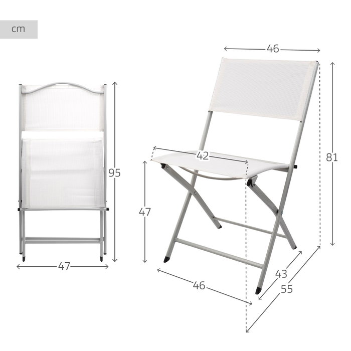 Aktive Silla plegable de jardín tejido reforzado blanca