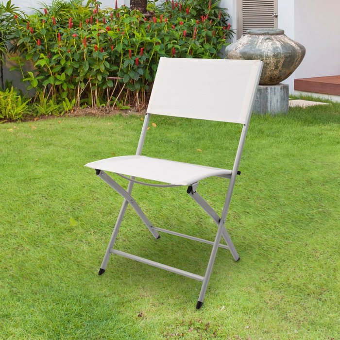 Aktive Silla plegable de jardín tejido reforzado blanca