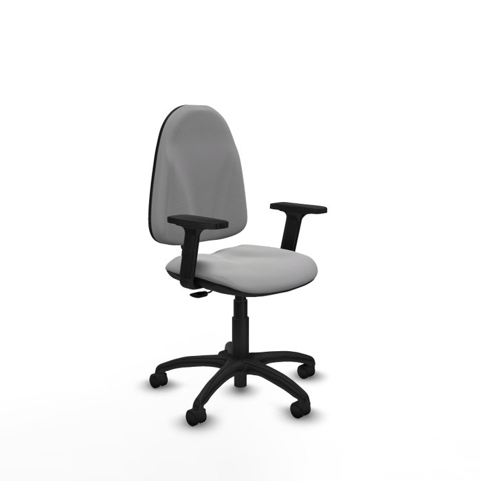 Silla de oficina Algarra con mecanismo Contacto permanente básico tapizada con Similpiel color Gris claro. Equipada con Base poliamida negra, Brazos 2D y Ruedas de nailon 50 mm Silla de oficina Algarra con mecanismo Contacto permanente básico tapizada con Similpiel color Gris claro. Equipada con Base poliamida negra, Brazos 2D y Ruedas de nailon 50 mm