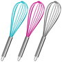 Lily Cook Batidor de Silicona para Cocina con Mango de Acero Inoxidable, No Raya Utensilios y Soporta Altas Temperaturas, 29 cm - Colores Surtidos