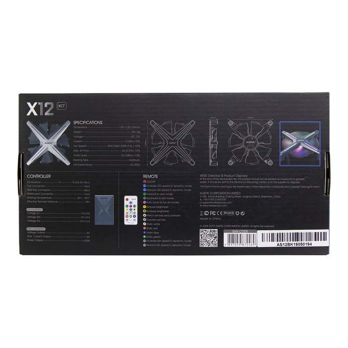 Inter-Tech ALSEYE HALO X12 Kit de ventiladores 120x120x30 mm