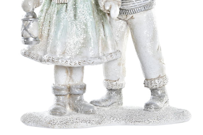 DKD Home Decor Figura Navidad Moderna Gris Blanco Resina 7.5 x 18.5 x 13.5 cm