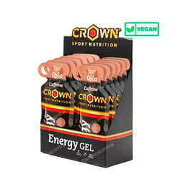 CROWN SPORT NUTRITION Energy Gel Cola + Cafeína, Gel Energético Sabor Cola con Cafeína, Vegano, Pack 12 x 40G