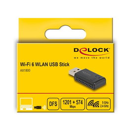 DeLOCK Adaptador Wi-Fi 6 Dualband WLAN USB AX1800 1201 + 574mbps