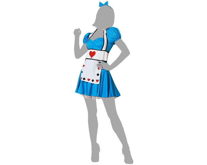 Disfraz de Alicia en el País de las Maravillas para Mujer Adulto - Conjunto de Vestido, Delantal y Diadema con lazo, Temática Fantasía, Tallas M-L