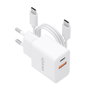 Aisens Cargador GaN 20W con Cable USB-C 1m, Blanco