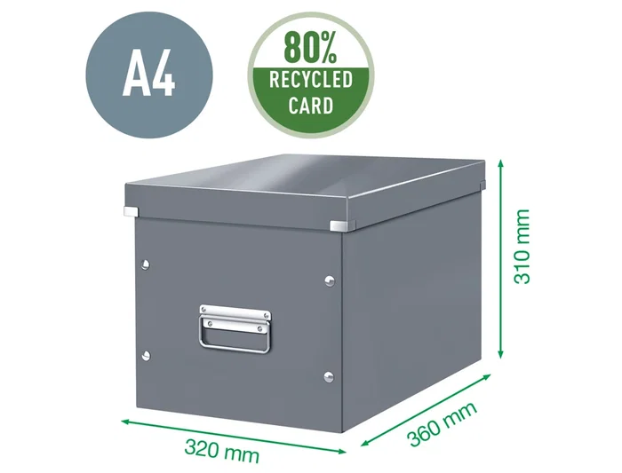 Leitz Click & Store Caja Almacenamiento Cúbica Grande Negra 320x360x310 mm