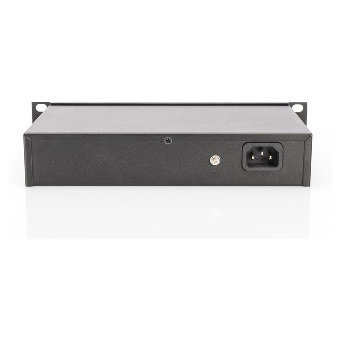 Digitus DN-80110 Switch Gigabit Ethernet 8 Puertos No Gestionado, Montaje Rack 1U, 10/100/1000 Mbps, 16 Gbit/s, Conector AC, Color Gris, Metal