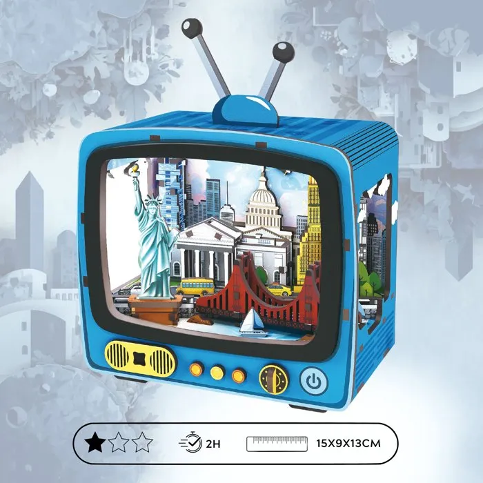 Kit de Bricolaje Book Nook 3D para Construir - Tema TV New York - Modelo Decorativo para Libros 12.5 x 8 x 13 cm