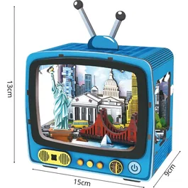 Kit de Bricolaje Book Nook 3D para Construir - Tema TV New York - Modelo Decorativo para Libros 12.5 x 8 x 13 cm