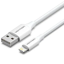 Vention Cable USB 2.0 Macho Tipo-A a Lightning Macho para iPhone, 480 Mbps, Carga Rápida 2.4A, Longitud 1 Metro, Color Blanco