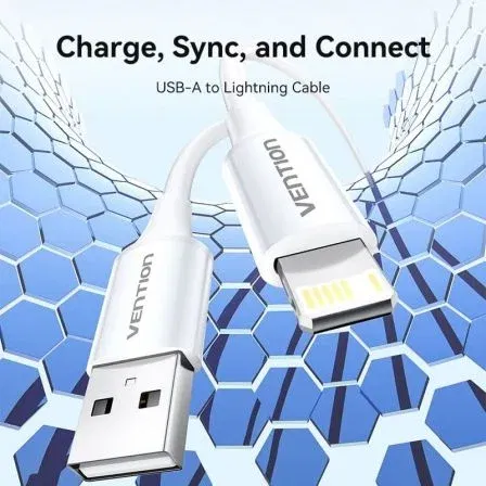 Vention Cable USB 2.0 Lightning LAIWF USB Macho a Lightning Macho 480Mbps 2.4A 1m Blanco