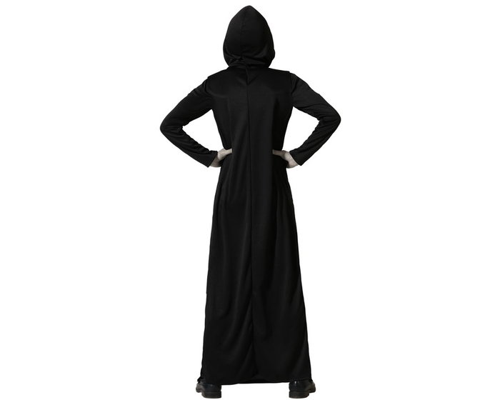 Disfraz Halloween Niño 10-12 Años Túnica Negra con Capucha para Personaje Sombrío, Gótico o Mago Oscuro - Negro