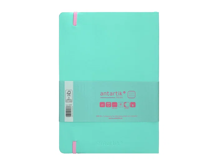 Antartik Cuaderno A5 Tapa Blanda Hojas Rayas Rosa y Turquesa, 80 Hojas, 80 gr FSC