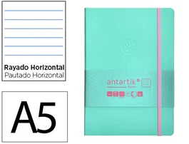 Antartik Cuaderno A5 Tapa Blanda Hojas Rayas Rosa y Turquesa, 80 Hojas, 80 gr FSC