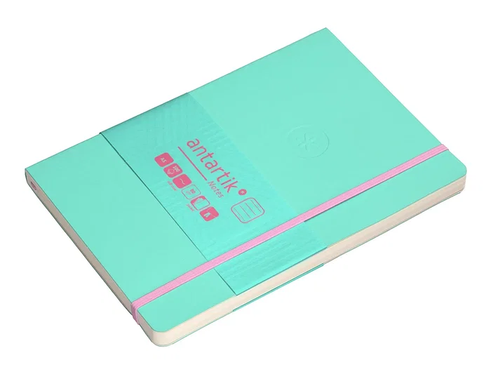Antartik Cuaderno A5 Tapa Blanda Hojas Rayas Rosa y Turquesa, 80 Hojas, 80 gr FSC