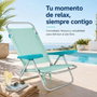 JugaToys Silla de playa aluminio multiposición aguamarina