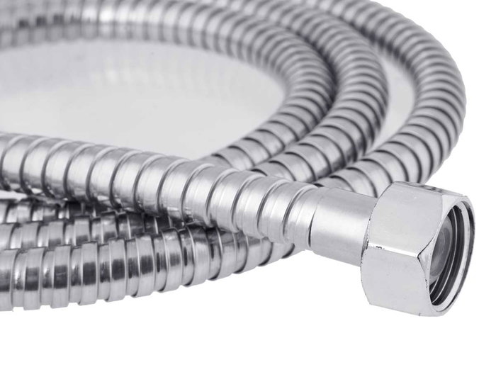 Berilo Teléfono de Ducha con Base Blanca, Manguera de 2 m, 24x4.5x14 cm, 3 Niveles de Agua, Acero (Set de 12)