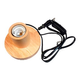 Fbright Base de Mesa para Bombilla E27 con Cable e Interruptor de 1.4m, Madera y Aluminio, Ø120x85mm, IP20, Máx. 40W, 220-240V