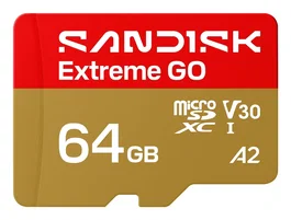 SanDisk Extreme GO 64 GB MicroSDXC UHS-I, 170 MB/s Lectura, 80 MB/s Escritura, Clase 3 (U3)