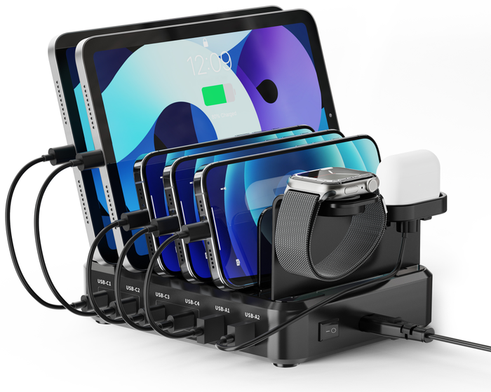 Ewent EW1335 Estación de Carga 6 en 1 de 130 W con 4 USB-C y 2 USB-A Ewent EW1335 Estación de Carga 6 en 1 de 130 W con 4 USB-C y 2 USB-A