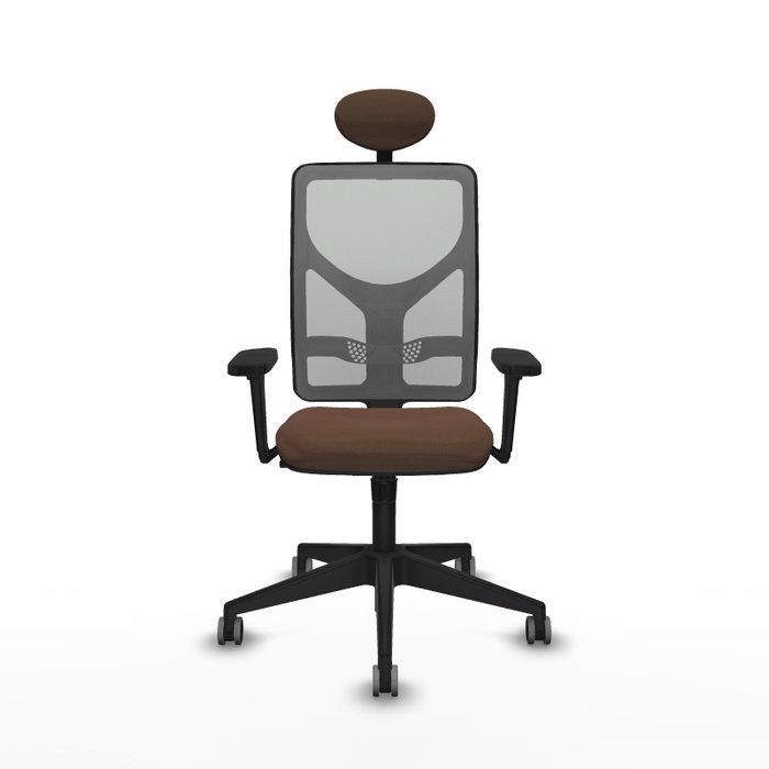 Silla de oficina Motilla con mecanismo Sincro tapizada con Tela color Marrón oscuro y malla color Gris. Equipada con lumbar 1D, Brazos 3D, Cabecero Fijo y Ruedas 65 mm parqué Silla de oficina Motilla con mecanismo Sincro tapizada con Tela color Marrón oscuro y malla color Gris. Equipada con lumbar 1D, Brazos 3D, Cabecero Fijo y Ruedas 65 mm parqué