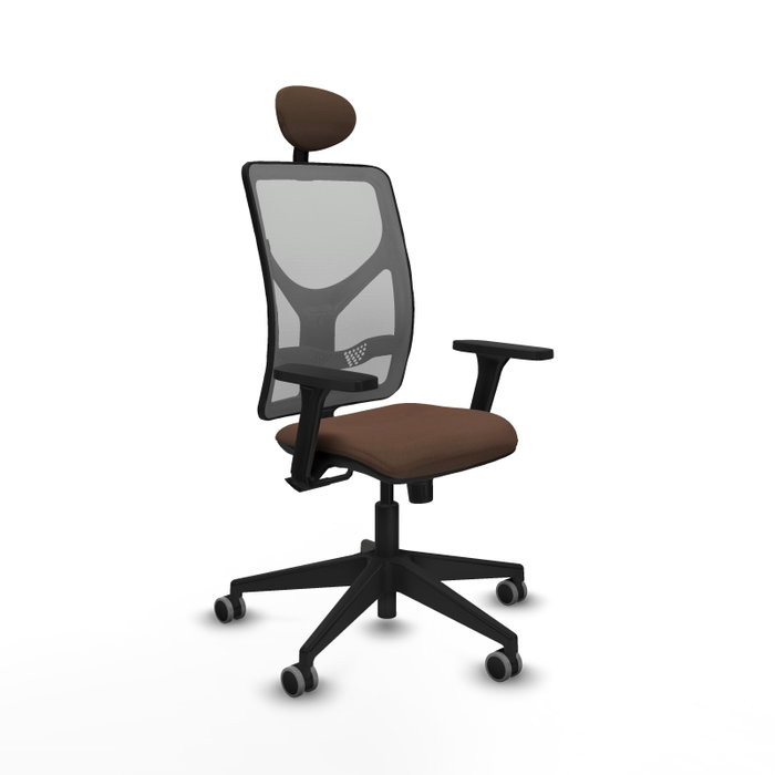 Silla de oficina Motilla con mecanismo Sincro tapizada con Tela color Marrón oscuro y malla color Gris. Equipada con lumbar 1D, Brazos 3D, Cabecero Fijo y Ruedas 65 mm parqué Silla de oficina Motilla con mecanismo Sincro tapizada con Tela color Marrón oscuro y malla color Gris. Equipada con lumbar 1D, Brazos 3D, Cabecero Fijo y Ruedas 65 mm parqué