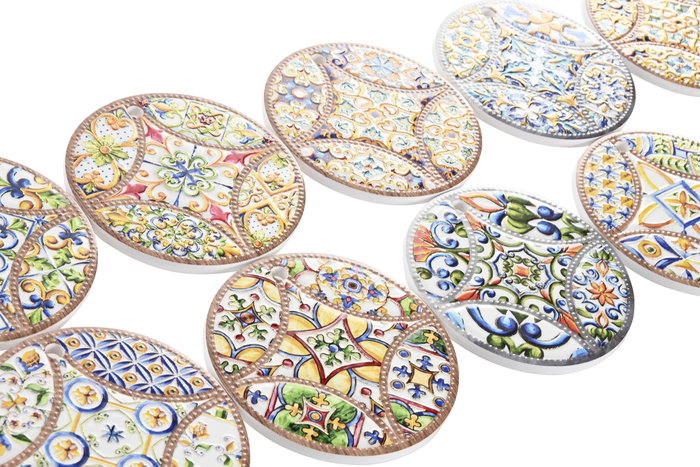 DKD Home Decor Posavasos Azulejos 11x11x0,5 cm Surtidos