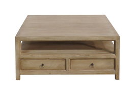 DKD Home Decor Mesa de Centro de Madera de Mango con 4 Cajones, Natural
