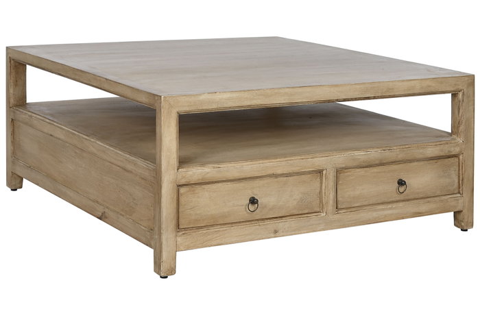 DKD Home Decor Mesa de Centro de Madera de Mango con 4 Cajones, Natural DKD Home Decor Mesa de Centro de Madera de Mango con 4 Cajones, Natural