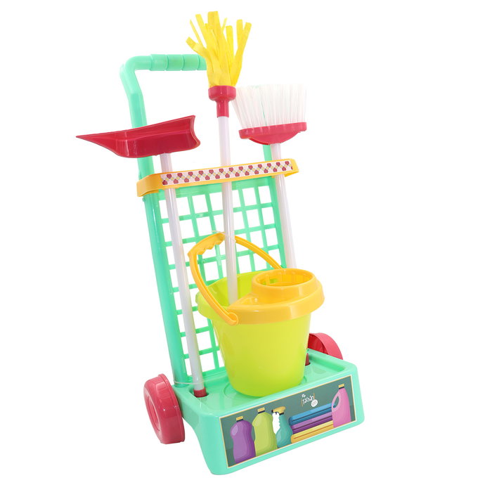 Tachan Carrito De Limpieza Verde Sb 12 Con Escoba, Recogedor, Cubo Y Fregona