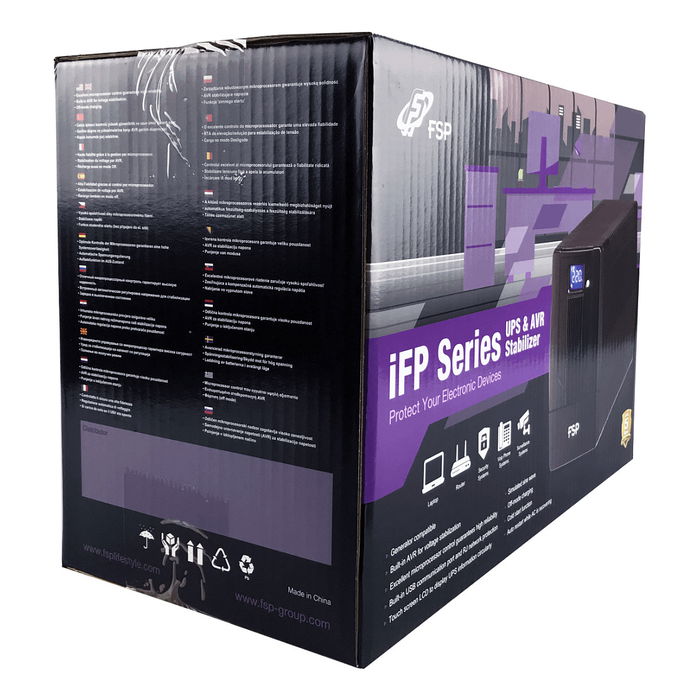 FSP SAI iFP1000, UPS Line-interactive, 1000VA/600W, 2xSCHUKO, 2xIEC, Pantalla LCD, Torre