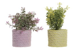 DKD Home Decor Planta Artificial Rosa y Amarillo 15 x 17 x 15 cm (12 Unidades)