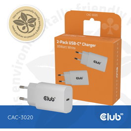 Club 3D Lifestyle Cargador USB-C 30W, 2 unidades, blanco