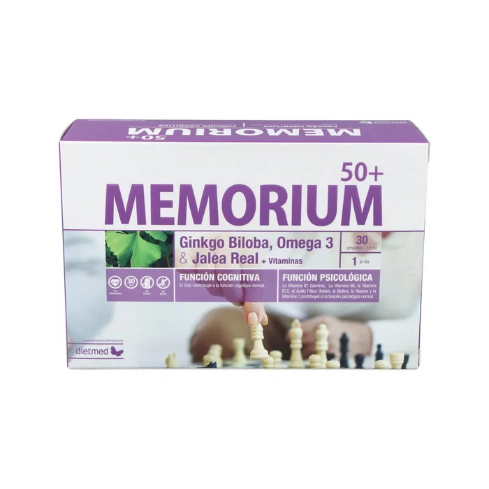 Dietmed Memorium 50+ 30Amp. - Suplemento para la Memoria con Jalea Real, Fosfatidilserina, Ginkgo Biloba, Omega 3 y Vitaminas - 30 Ampollas Dietmed Memorium 50+ 30Amp. - Suplemento para la Memoria con Jalea Real, Fosfatidilserina, Ginkgo Biloba, Omega 3 y Vitaminas - 30 Ampollas