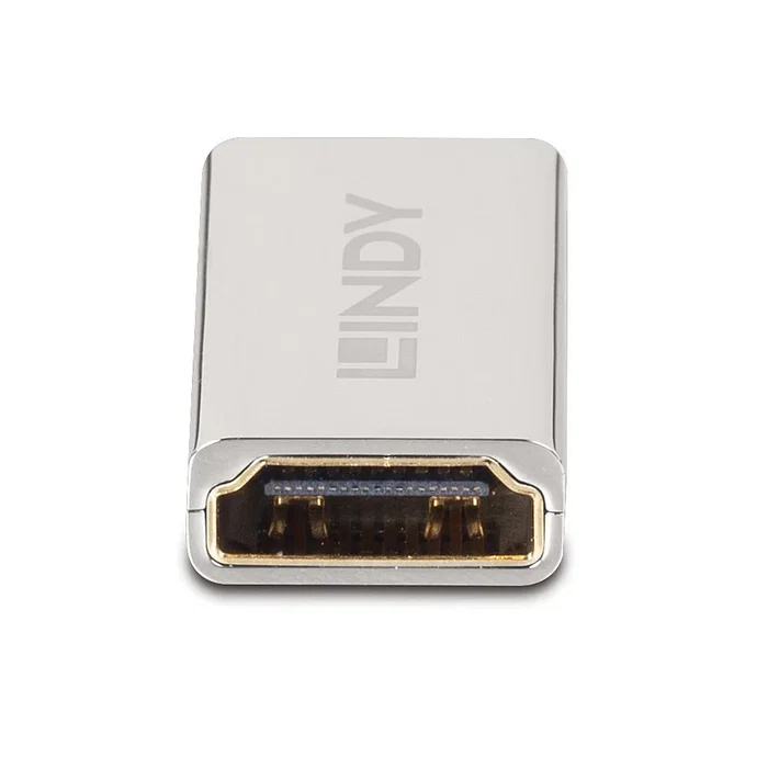 Lindy Adaptador HDMI 2.1, 48 Gbit/s, Resolución 8K 7680x4320 a 60Hz, Conectores HDMI Hembra a Hembra, Metal Plateado, Cambiador de Género 41511