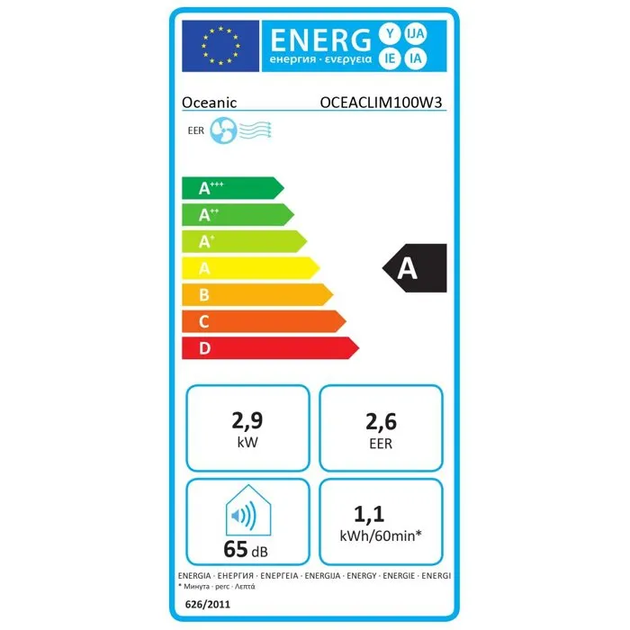 Oceanic Aire Acondicionado Monobloque Portátil 10000 BTU OCEACLIM100W3 - Deshumidificador - Programable - Clase A - Blanco