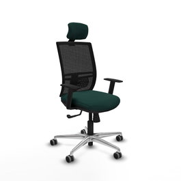 PIQUERAS Y CRESPO Silla de oficina Yunquera con mecanismo Sincro, Verde botella y Negro