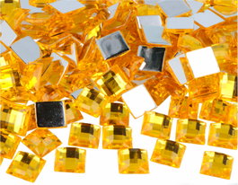 Innspiro Gemas decorativas acrílicas cuadrado amarillo 12x12mm