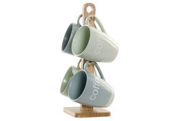 DKD Home Decor Mug Scandi Verde Menta Azul 9 x 10.5 x 11.5 cm Set de 4