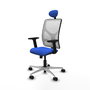 PIQUERAS Y CRESPO Silla de oficina Motilla con mecanismo Sincro, Azul y Blanco