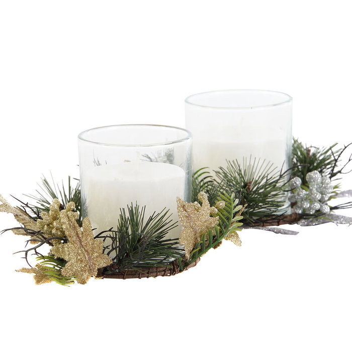 DKD Home Decor Surtido de Velas de Cera de Parafina y Cristal 15x15x5 cm, 2 Unidades