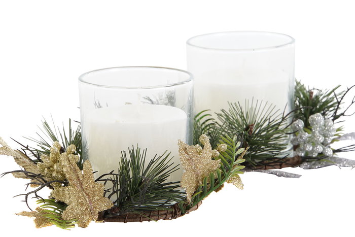 DKD Home Decor Vela Navidad Moderna Dorada Plateada 15 x 5 x 15 cm (2 Unidades)