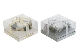 DKD Home Decor Surtido de Velas de Cera de Parafina y Cristal 15x15x5 cm, 2 Unidades