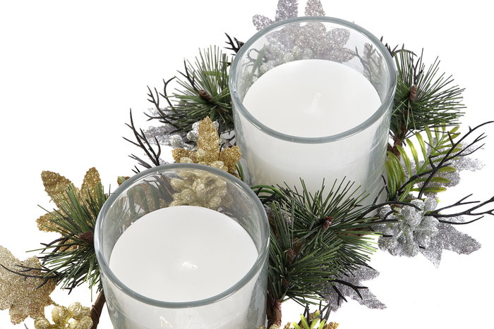 DKD Home Decor Vela Navidad Moderna Dorada Plateada 15 x 5 x 15 cm (2 Unidades)