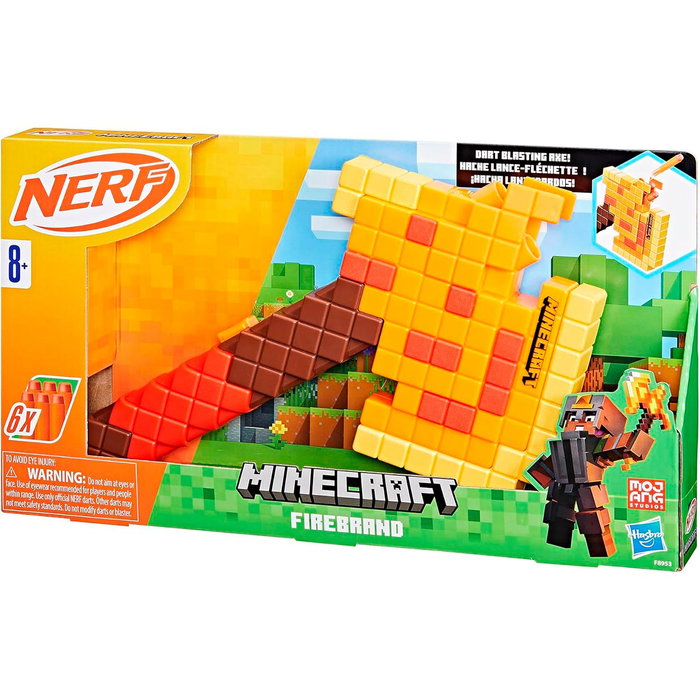 Nerf Hacha Lanzadardos Minecraft F8953 Hasbro, Lanza 3 Dardos
